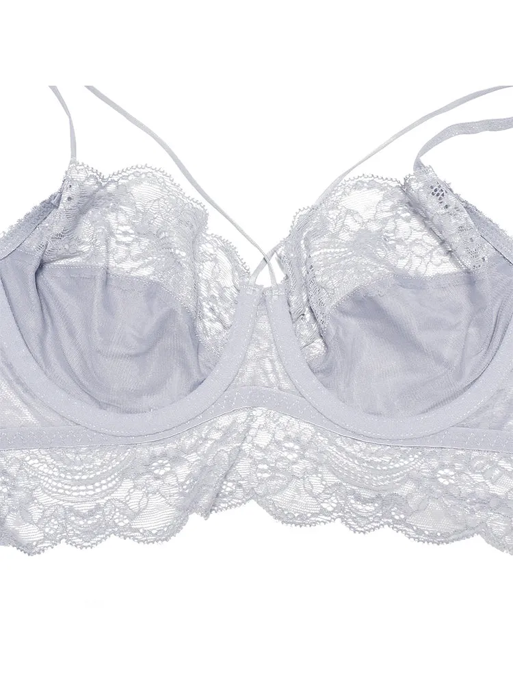 Women's Push Up Sexy Lace Lingerie Bra and Sheer Panties