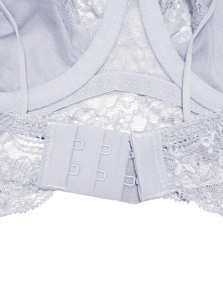 Women's Push Up Sexy Lace Lingerie Bra and Sheer Panties