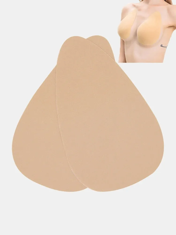 Women's Solid Teardrop-Shaped Push Up Strapless Adhesive Bra